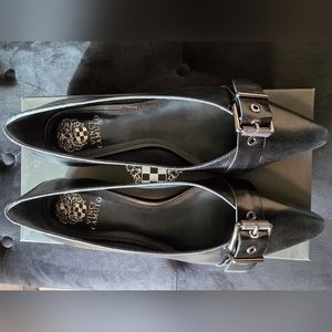 Black dress flats with buckle